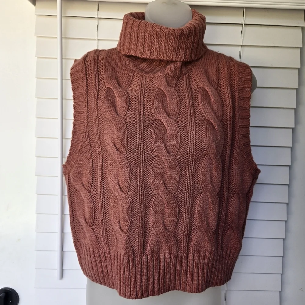 Pink Rose Womens Sweater Sz M Medium Knit Stretch Comfort Sleeveless Warm NWT - Picture 4 of 8